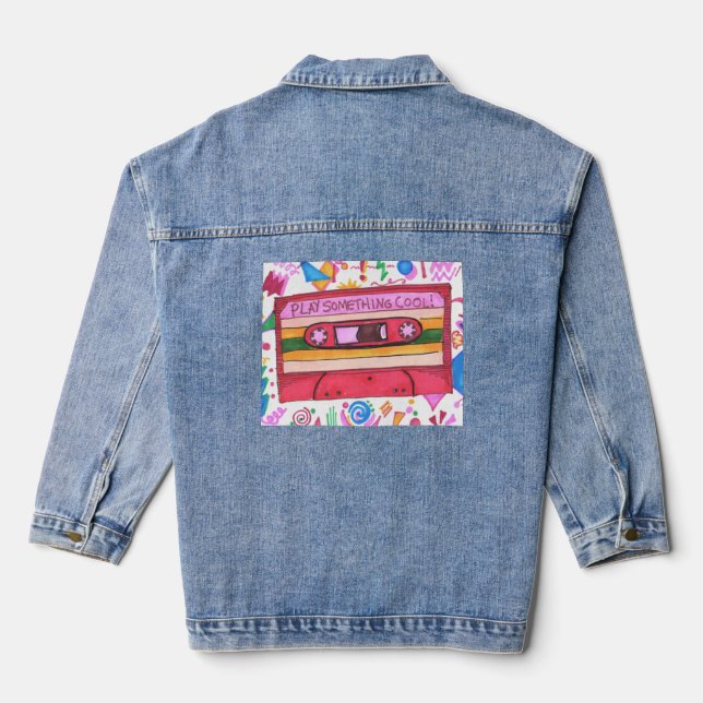Play Something Cool Epic Music Mixtape Art Denim Jacket (Back)