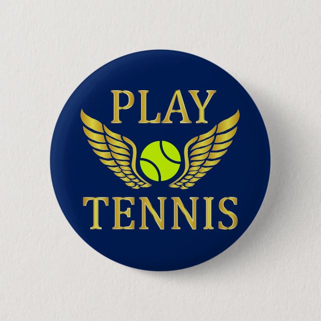 Play tennis 2 inch round button (Front)