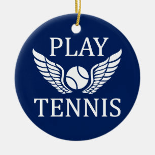 Play tennis ceramic ornament