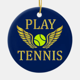 Play tennis ceramic ornament