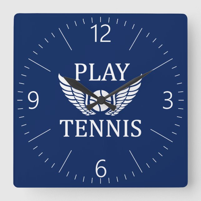 Play tennis square wall clock (Front)