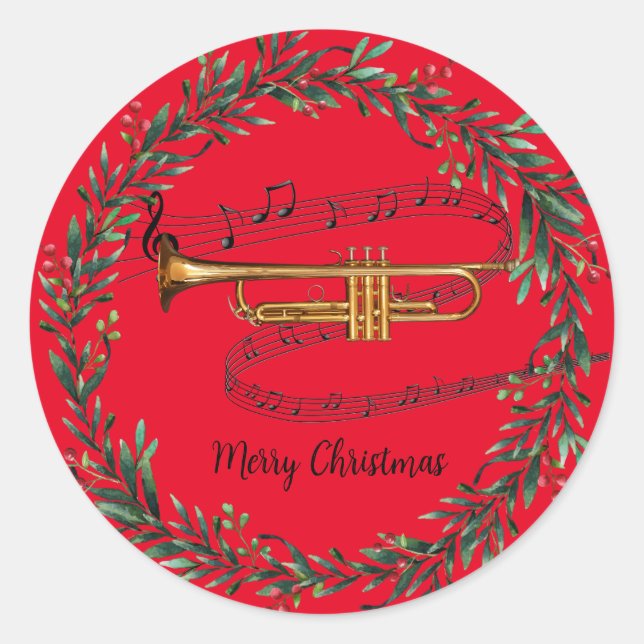 Play that Trumpet for Christmas Classic Round Sticker (Front)