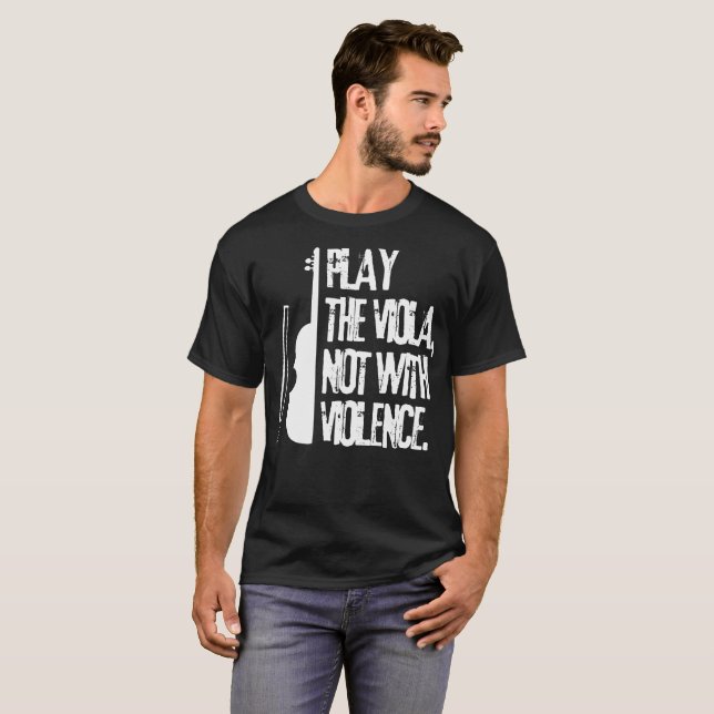 Play The Viola Not With Violence White Strings T-Shirt (Front Full)