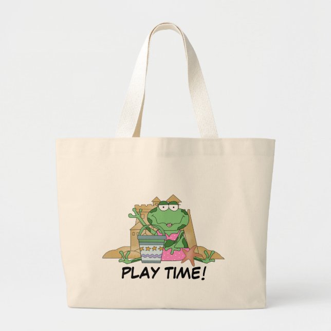 Play Time Beach Frog Tote Bag (Front)