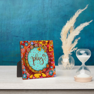 Play Whimsical Fun Cute Floral Inspirivity Plaque