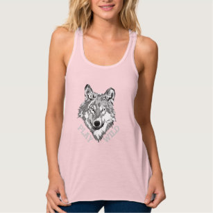 Play Wild Grey Hipster Wolf Head Tank Top