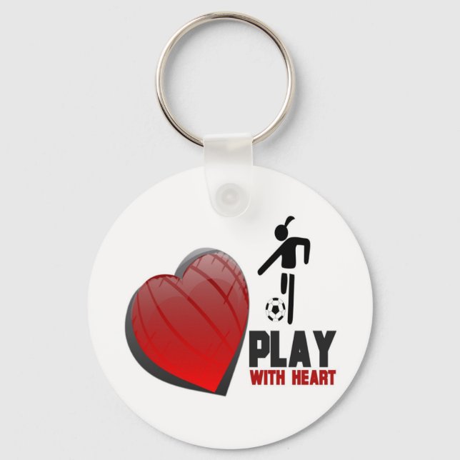 PLAY WITH HEART GIRL'S SOCCER KEYCHAIN (Front)
