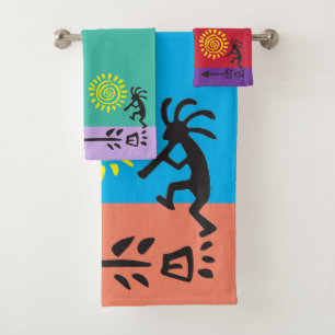 Play With Your Colours American Indian Kokopelli  Bath Towel Set