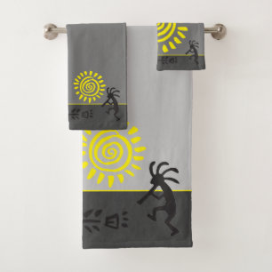 Play With Your Colours Grey Kokopelli Bath Towel