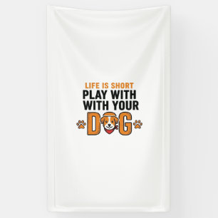 Play With Your Dog Funny Vintage Engraving Design_ Banner