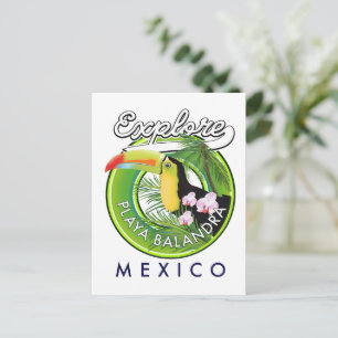 Playa Balandra Mexico retro logo Postcard