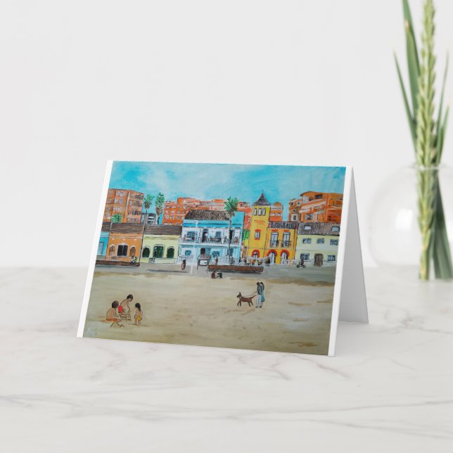 Playa de la Malvarrosa Painting by Alfred Fox Card (Front)