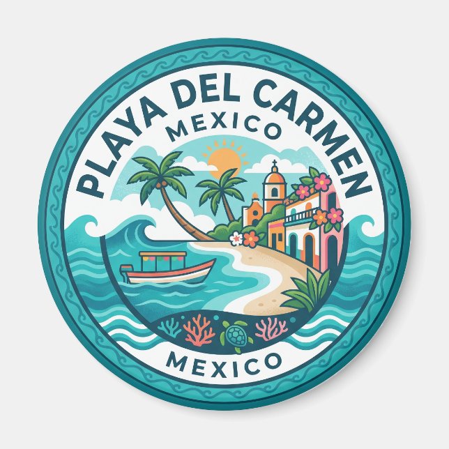 Playa del Carmen Beach Mexico Magnet (Front)