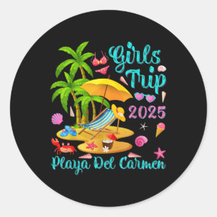 Playa Del Carmen Beach Mexico Summer Girls Trip 20 Classic Round Sticker