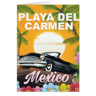 Playa del Carmen Mexican car travel poster