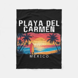 Playa Del Carmen Mexico Men Women Surfing Fleece Blanket