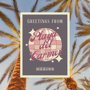 Playa del Carmen Mexico Retro Vintage purpPostcard Postcard
