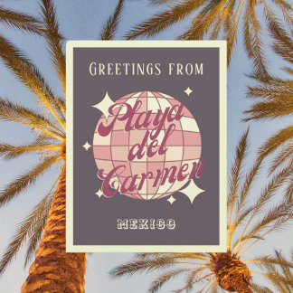Playa del Carmen Mexico Retro Vintage purpPostcard Postcard