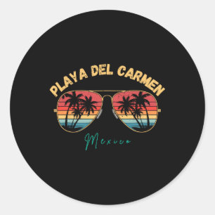Playa Del Carmen Mexico Souvenir Surfboard Classic Round Sticker