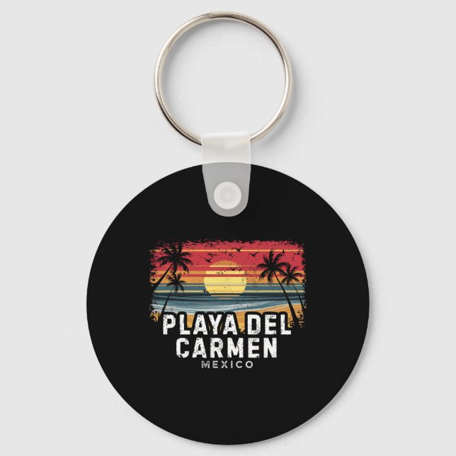 Playa Del Carmen Mexico Surfboard Beach  Keychain (Front)