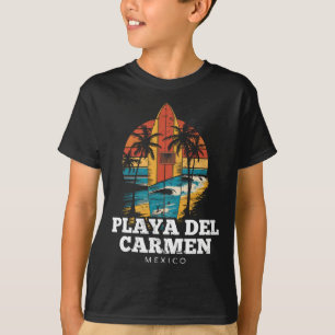 Playa Del Carmen Mexico Surfboard Surfing Retro  T-Shirt