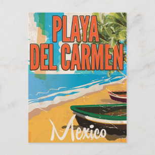 Playa del Carmen Vintage travel poster print Postcard