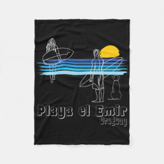 Playa El Emir Uruguay, Surfing Beach Surf Guy Girl Fleece Blanket