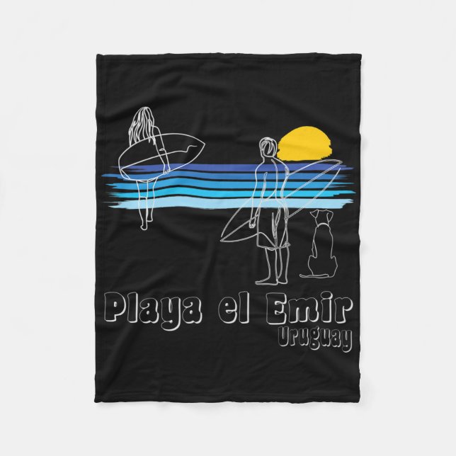 Playa El Emir Uruguay, Surfing Beach Surf Guy Girl Fleece Blanket (Front)