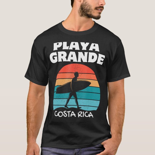 PLAYA GRANDE COSTA RICA Surf Retro Sunset Surfing T-Shirt (Front)