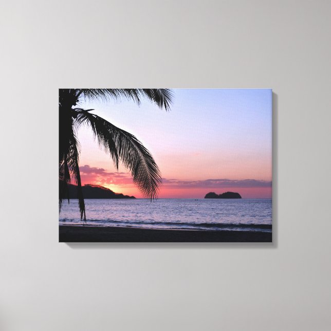 Playa Hermosa Beach Sunset Palms Canvas Print (Front)