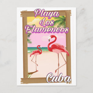 Playa Los Flamencos Cuba travel poster Postcard