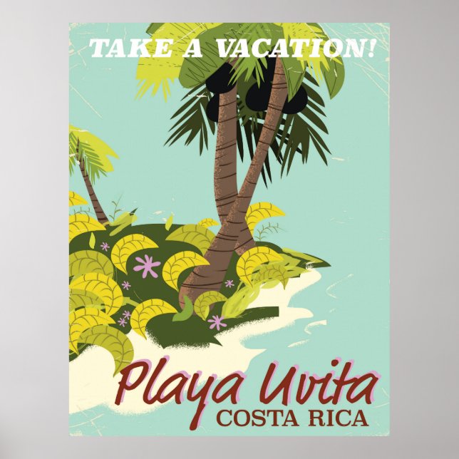 Playa Uvita, Costa Rica affiche de voyage de plage (Devant)