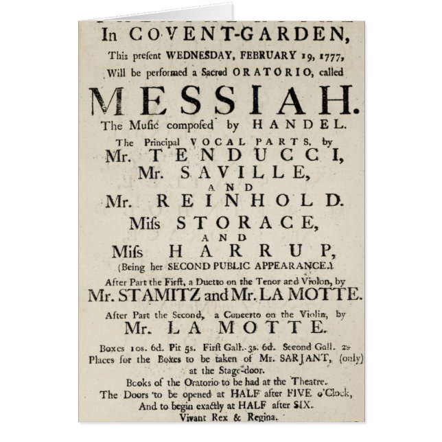 Playbill advertising a performance (Front)