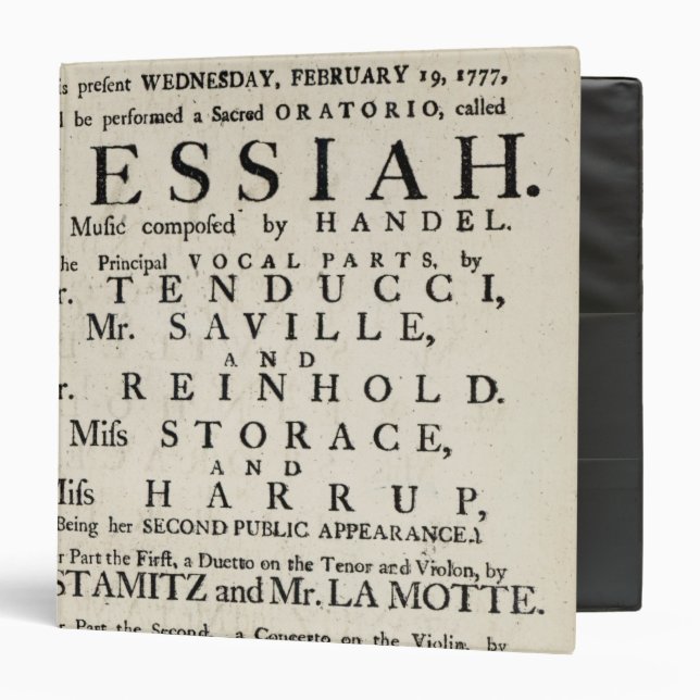 Playbill advertising a performance binder (Front/Inside)