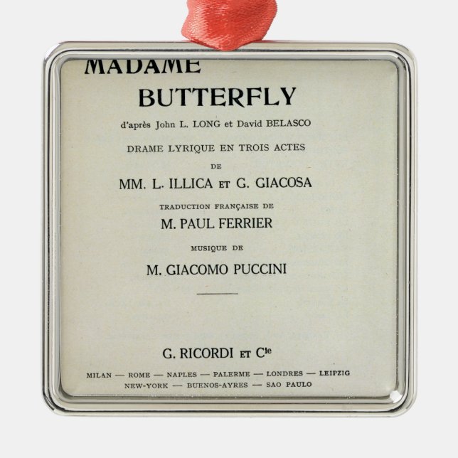 Playbill for Madame Butterfly by Giacomo Metal Ornament (Front)