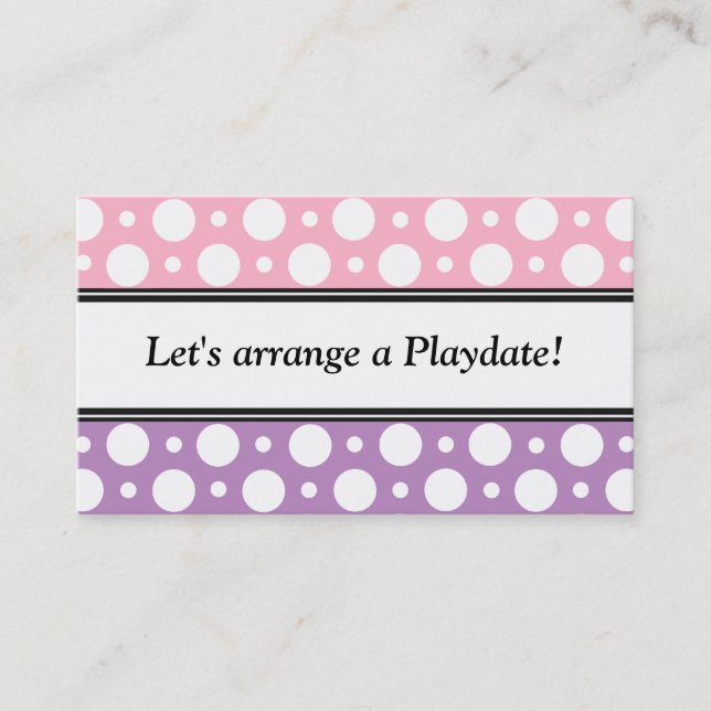 Playdate Pink Purple Polka Dots Business Cards (Front)