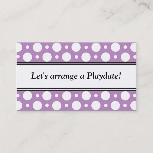 Playdate Purple Polka Dots Business Cards (Front)