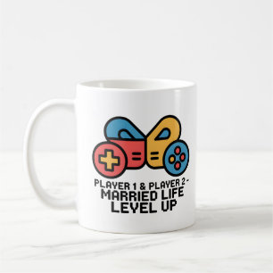 Player 1 & 2 Married Gamer Level Up Art Coffee Mug