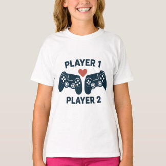 Player 1 Player 2 Couple Gamer Sticker T-Shirt