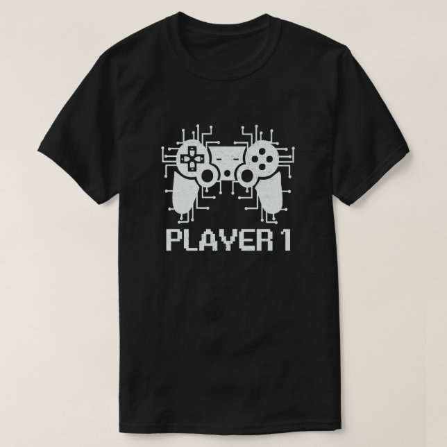 Player 1 Player 2 Gamer Couple T-Shirt (Design Front)
