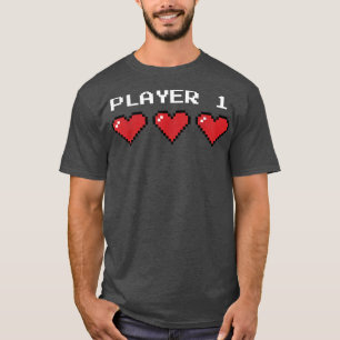 Player 1   Video Game Couples   Piel Heart  T-Shirt
