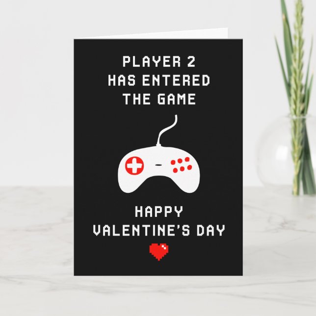 Player 2 - funny videogame Valentine's day card (Front)