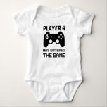 Player 4 Has entered the game,Funny baby announcem Baby Bodysuit<br><div class="desc">Player 4 Has entered the game | Are you looking for a funny way to announce your pregnancy,  you're on the right place with this funny Pregnancy announcement quote. Perfect gift for gamer dad,  gamer mom... </div>