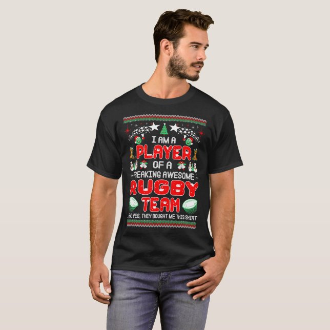 Player Awesome Rugby Team Christmas Ugly Sweater (Front Full)