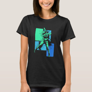 Player Baseball Batter Green Blue Catcher Pitcher T-Shirt