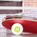 Player Coach Monogrammed Initial Table Tennis Beer Ping Pong Ball<br><div class="desc">Create your own custom, personalized, modern white script / typography monogram initial monogrammed on light green, tournament quality table tennis / beer pong / ping pong ball, available in 13 fun colours, including 4 glow-in-the-dark options. Simply type in your initials / monogram, to customize. Make a great gift for birthday,...</div>