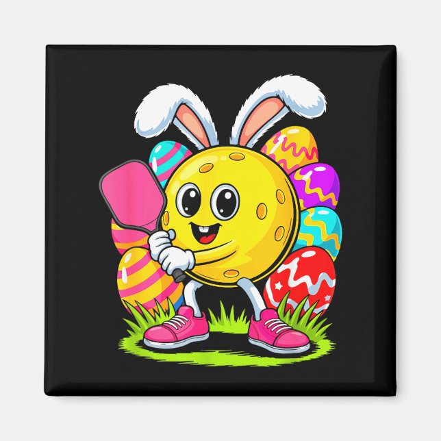 Player easter bunny colourful chocolate eggs magnet (Front)