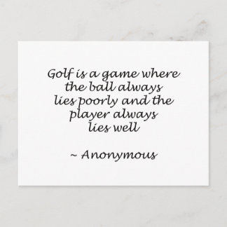 Player Lies Well Golf Design Postcard