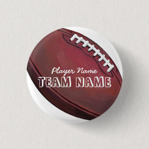 Player Name and Number Football 1 Inch Round Button