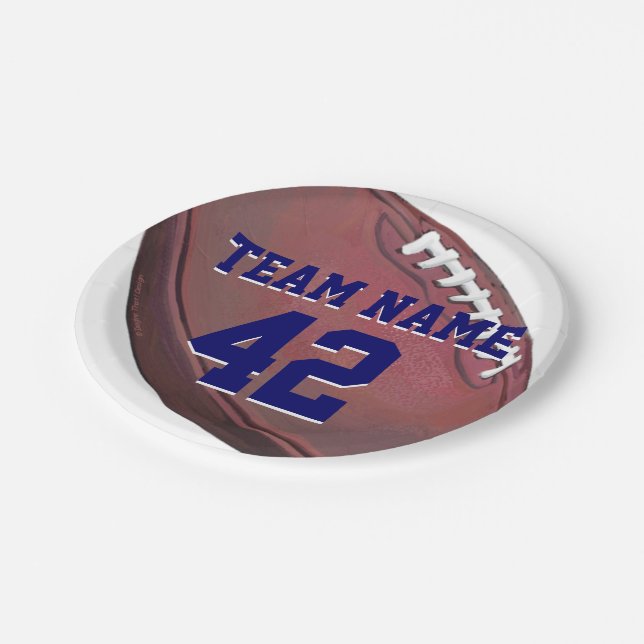 Player Name and Number Football Paper Plate (Angled)
